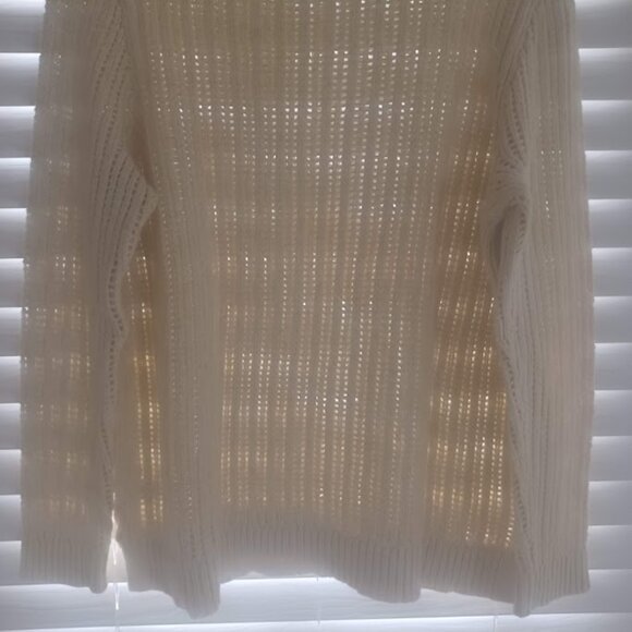 Talbots Women’s Large Petite Butter Yellow Open Weave Cotton Knit Sweater - Picture 5 of 6